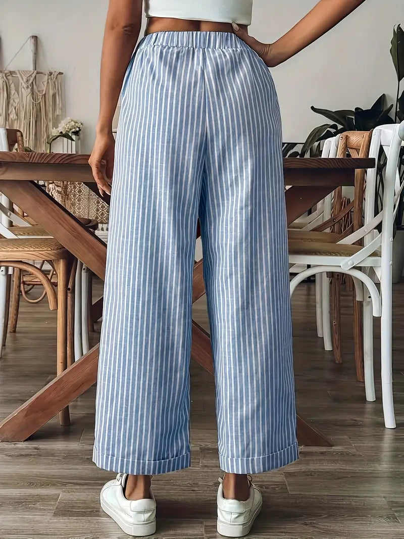 Alicia | Pantalon Fluide Taille Élastique Jambe Large