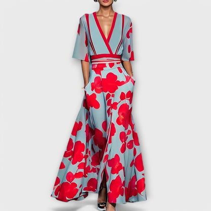 Albane | Robe Longue à Imprimé Floral et Col V