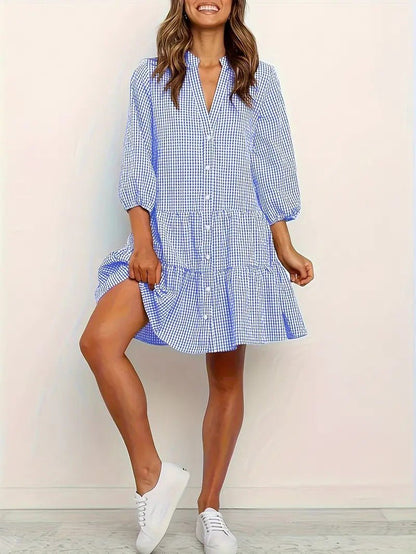 Rosalie | Robe Courte Vichy Manches 3/4