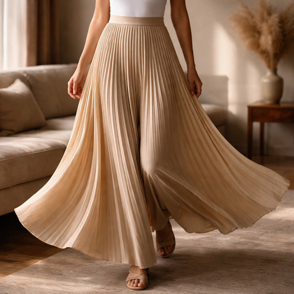 Simona | Jupe Plissée A-Line Taille Haute