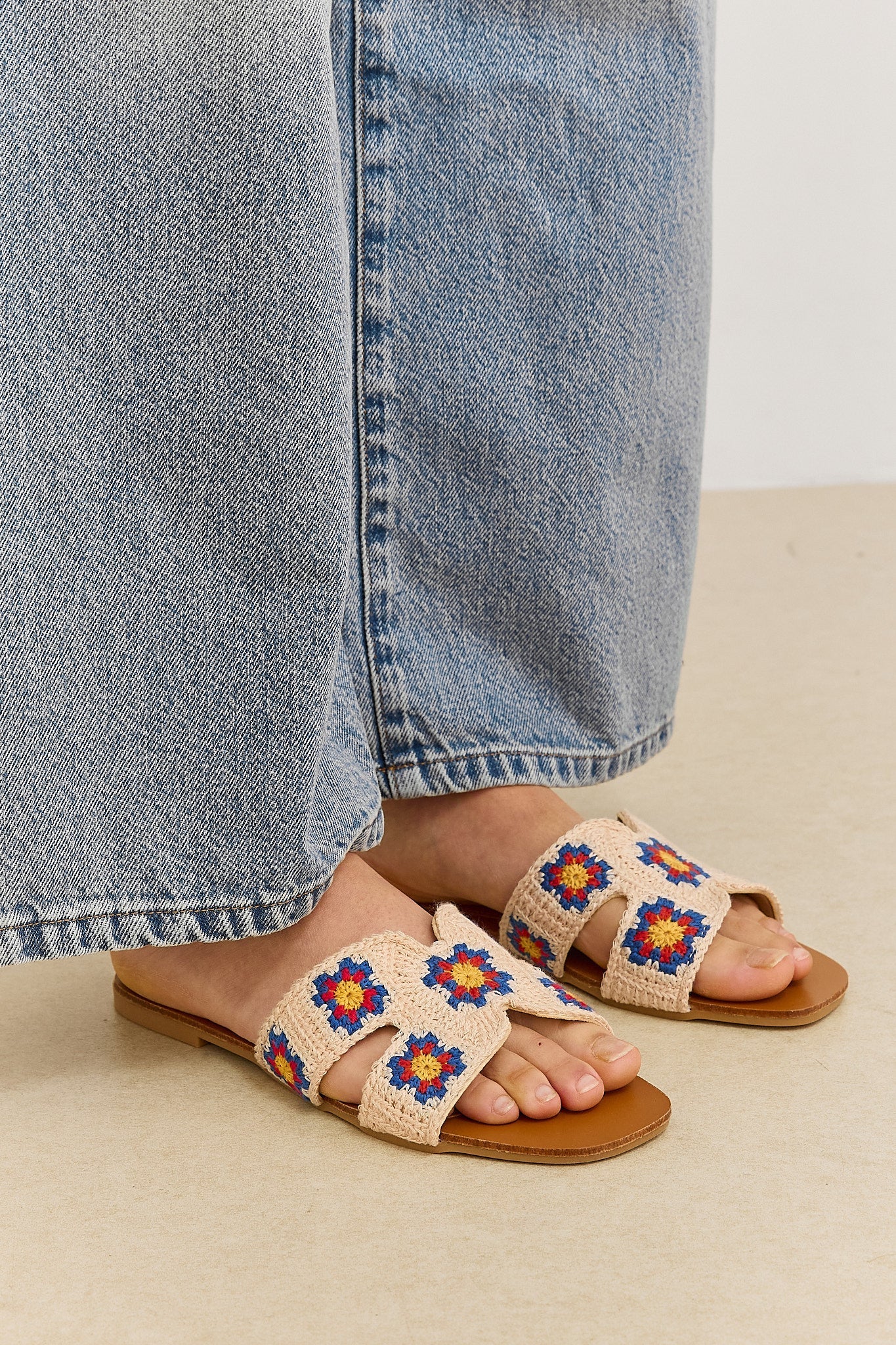 Nine | Sandales Plates au Crochet Floral