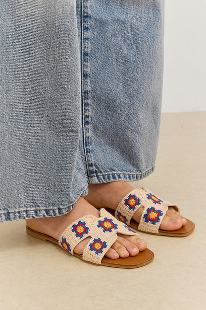 Nine | Sandales Plates au Crochet Floral