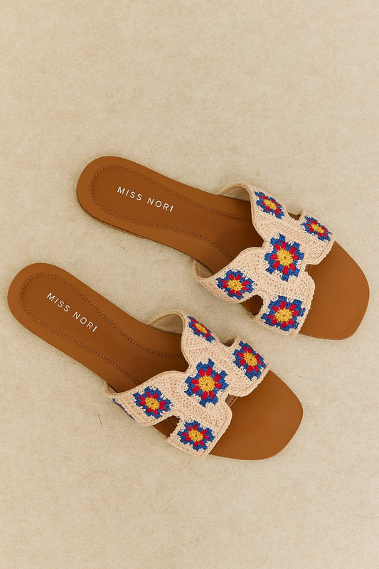 Nine | Sandales Plates au Crochet Floral