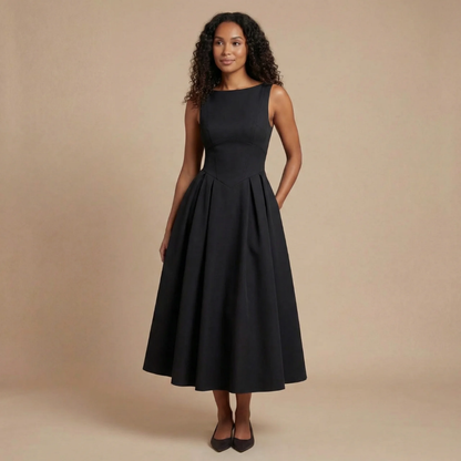 Aveline | Robe Midi Col Bateau pour Cérémonie