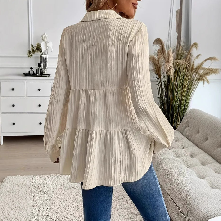 Lauryane | Haut Boutonné Manches Longues Blanc