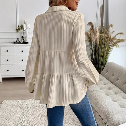 Lauryane | Haut Boutonné Manches Longues Blanc