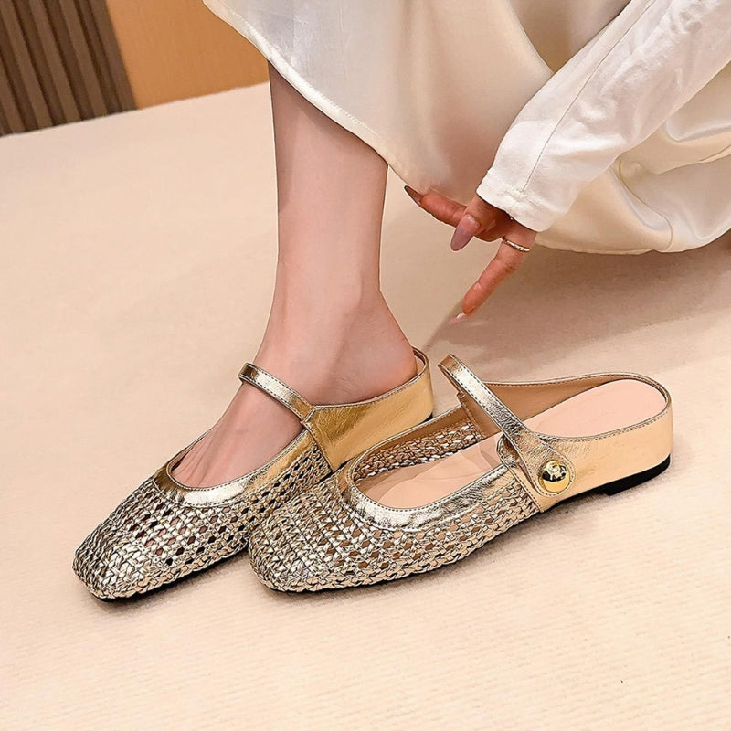 Goldie | Mules Tressées Mary Jane