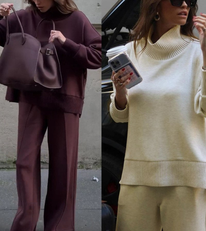 Danièle | Ensemble Col Montant Pantalon Large