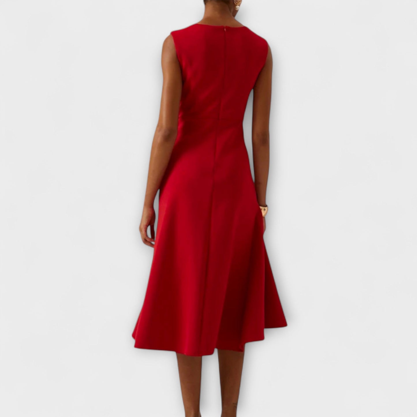 Mathilde | Robe midi femme élégante asymétrique sans manches