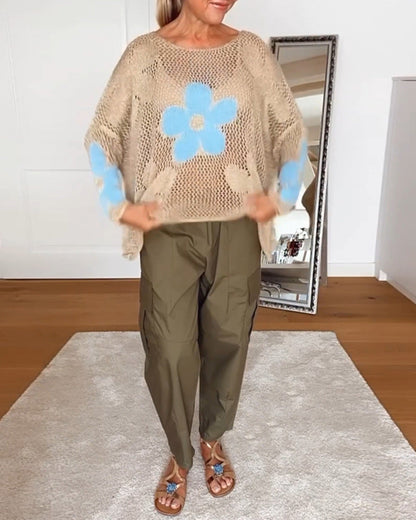 Bloom | Haut Crochet Floral Manches Longues