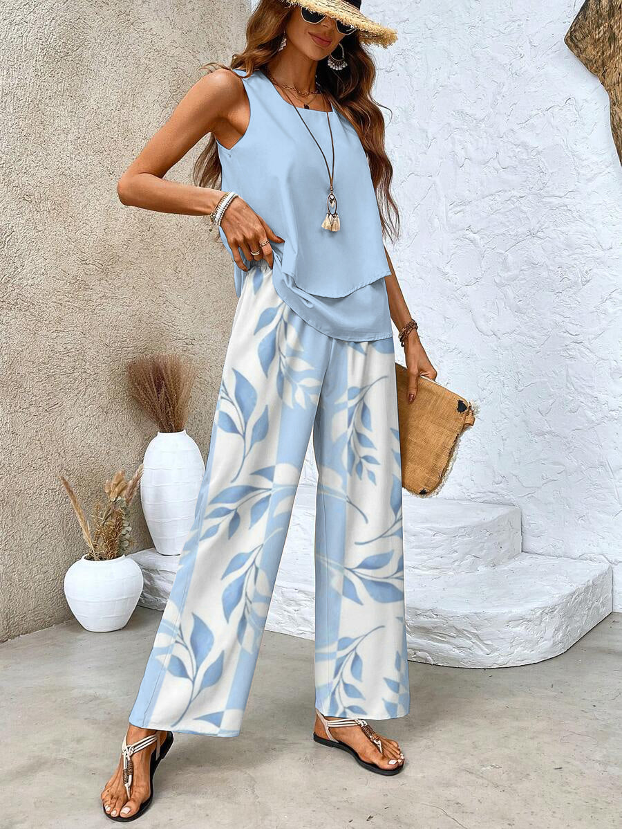 Abigail | Ensemble Deux Pièces Pantalon Large pour Été