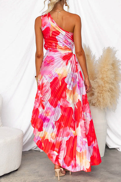 Eudoxie | Robe Longue Cérémonie Fleurie Plissée