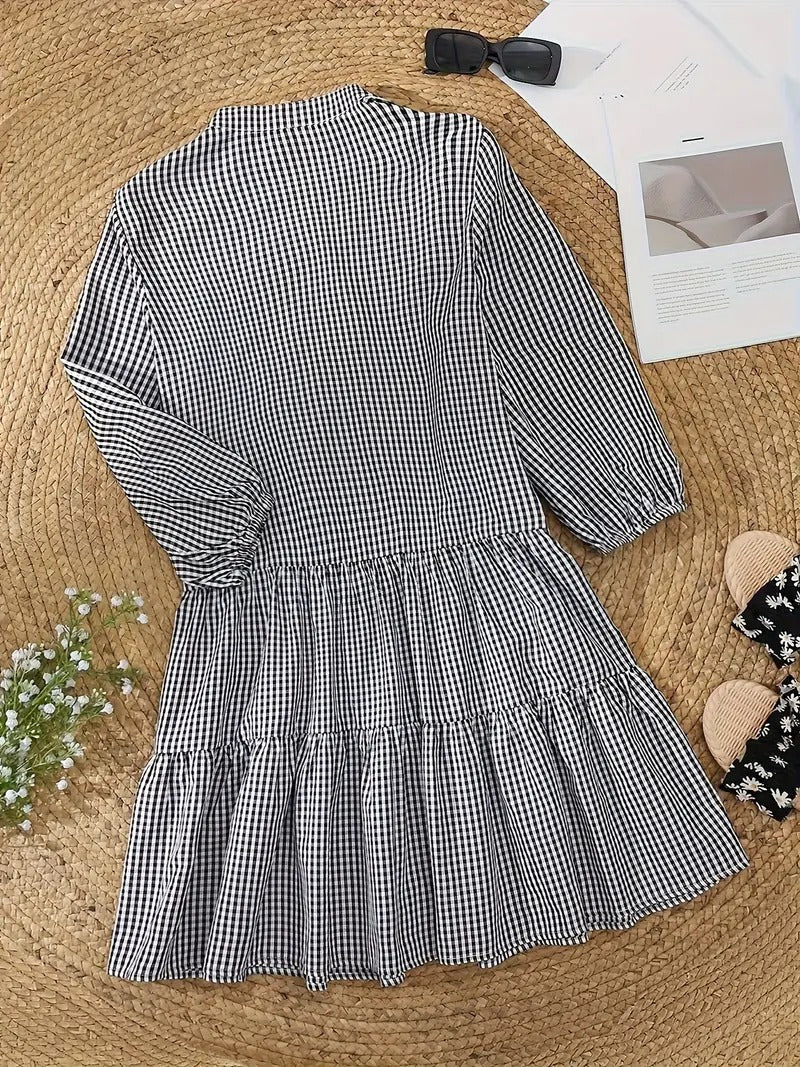 Rosalie | Robe Courte Vichy Manches 3/4
