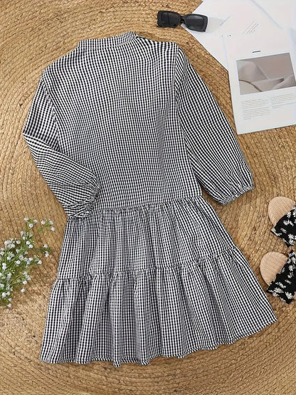 Rosalie | Robe Courte Vichy Manches 3/4