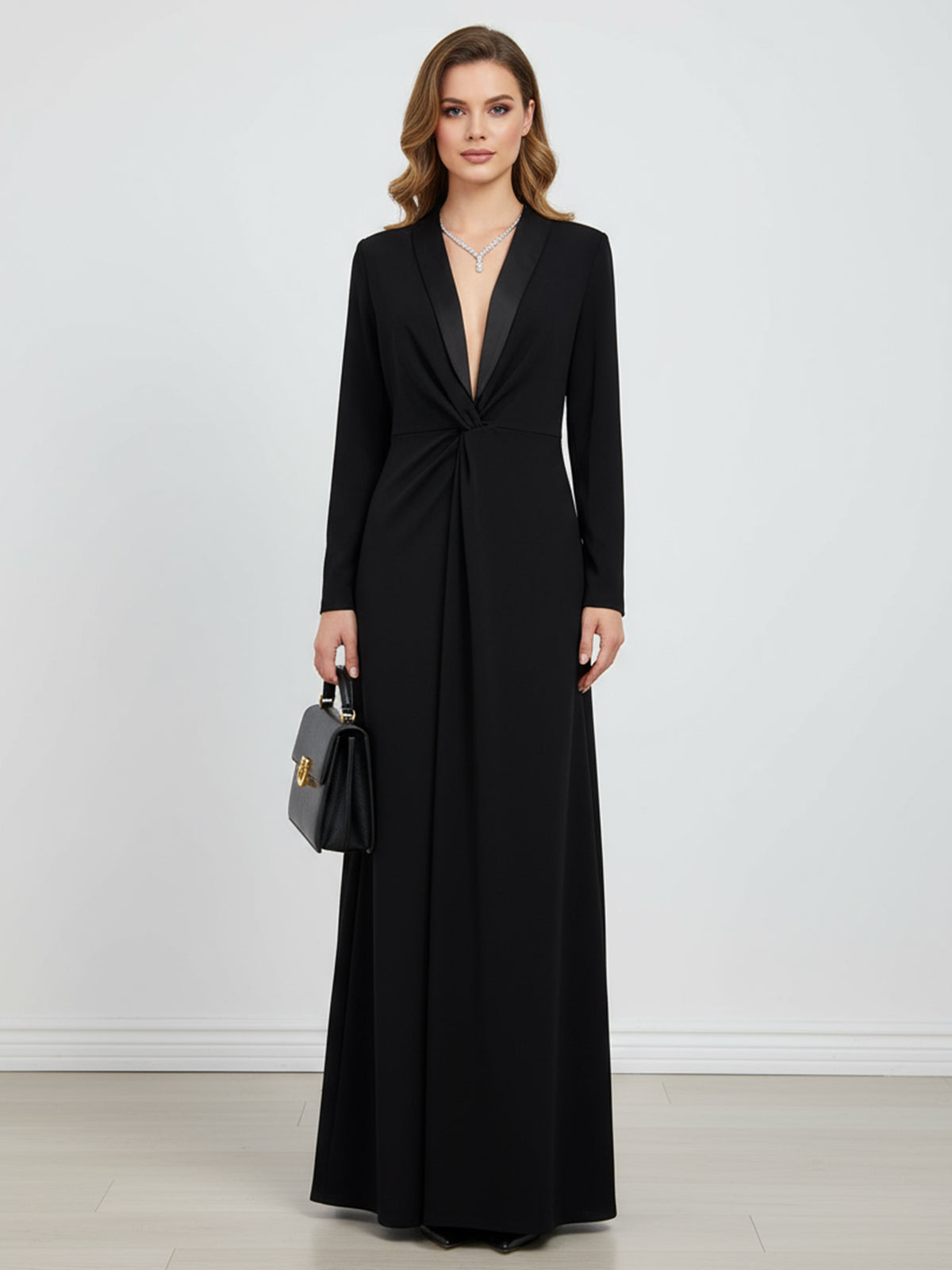 Célimène | Robe Longue de Soirée Noire Col V