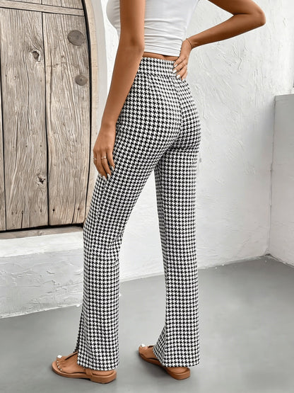 Sabeline | Pantalon Flare à Carreaux Pied-de-Poule