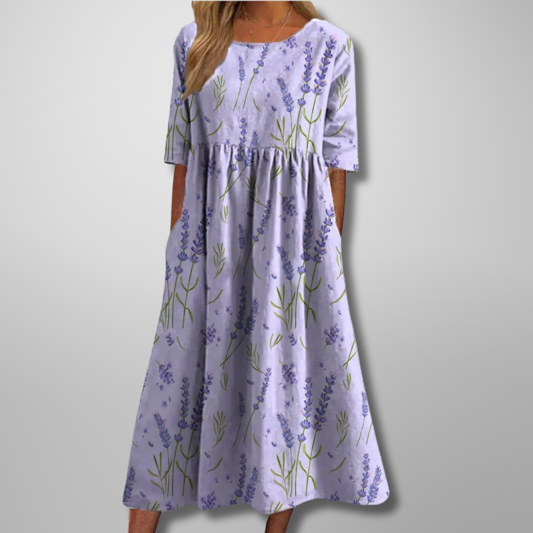 Léonie | Robe Midi Florale d’Été Fluide