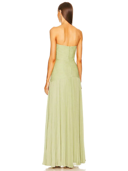 Eulalie | Robe Longue Plissée Sans Bretelles pour Mariage Invitée