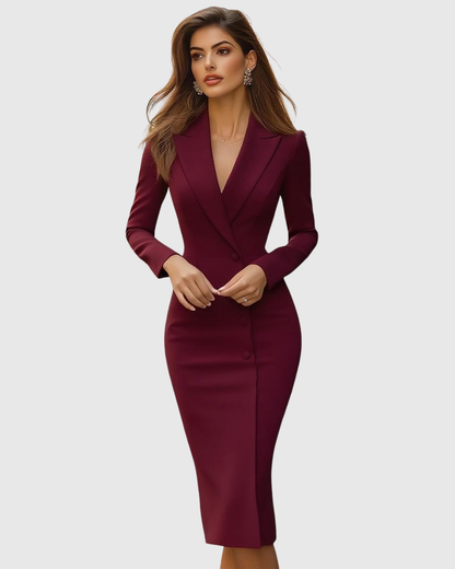 Élisea | Robe blazer femme élégante à coupe midi structurée