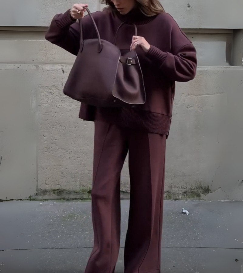 Danièle | Ensemble Col Montant Pantalon Large