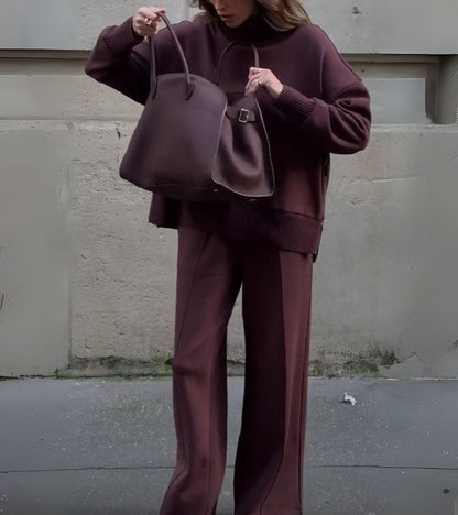 Danièle | Ensemble Col Montant Pantalon Large