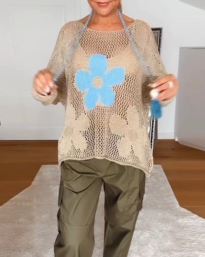 Bloom | Haut Crochet Floral Manches Longues