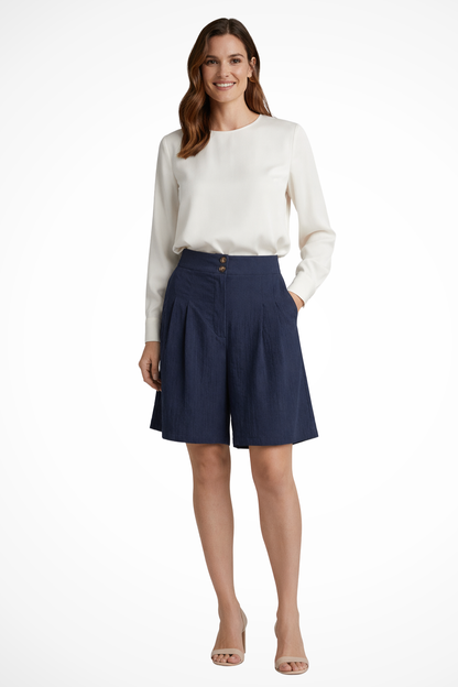 Célia | Bermuda Tailleur Taille Haute