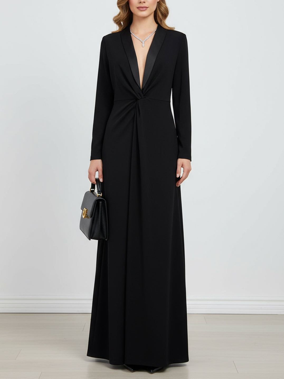 Célimène | Robe Longue de Soirée Noire Col V