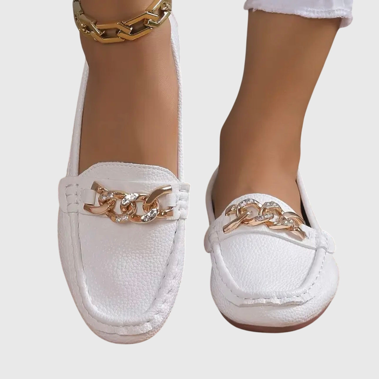 Méliane | Mocassins Élégants à Chaîne Dorée