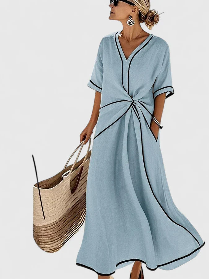 Jasmina | Robe Midi Rayée d’Été Fluide