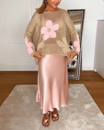 Bloom | Haut Crochet Floral Manches Longues