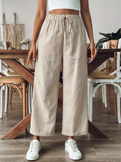 Alicia | Pantalon Fluide Taille Élastique Jambe Large
