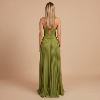 Armance | Robe Longue Plissée de Cérémonie
