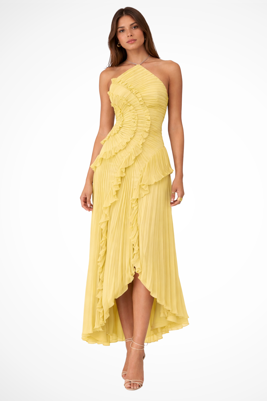 Amarande | Robe Longue Dos Nu Volants Col Halter