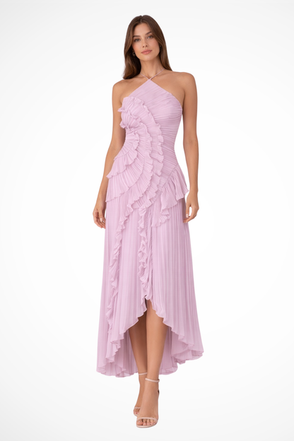 Amarande | Robe Longue Dos Nu Volants Col Halter