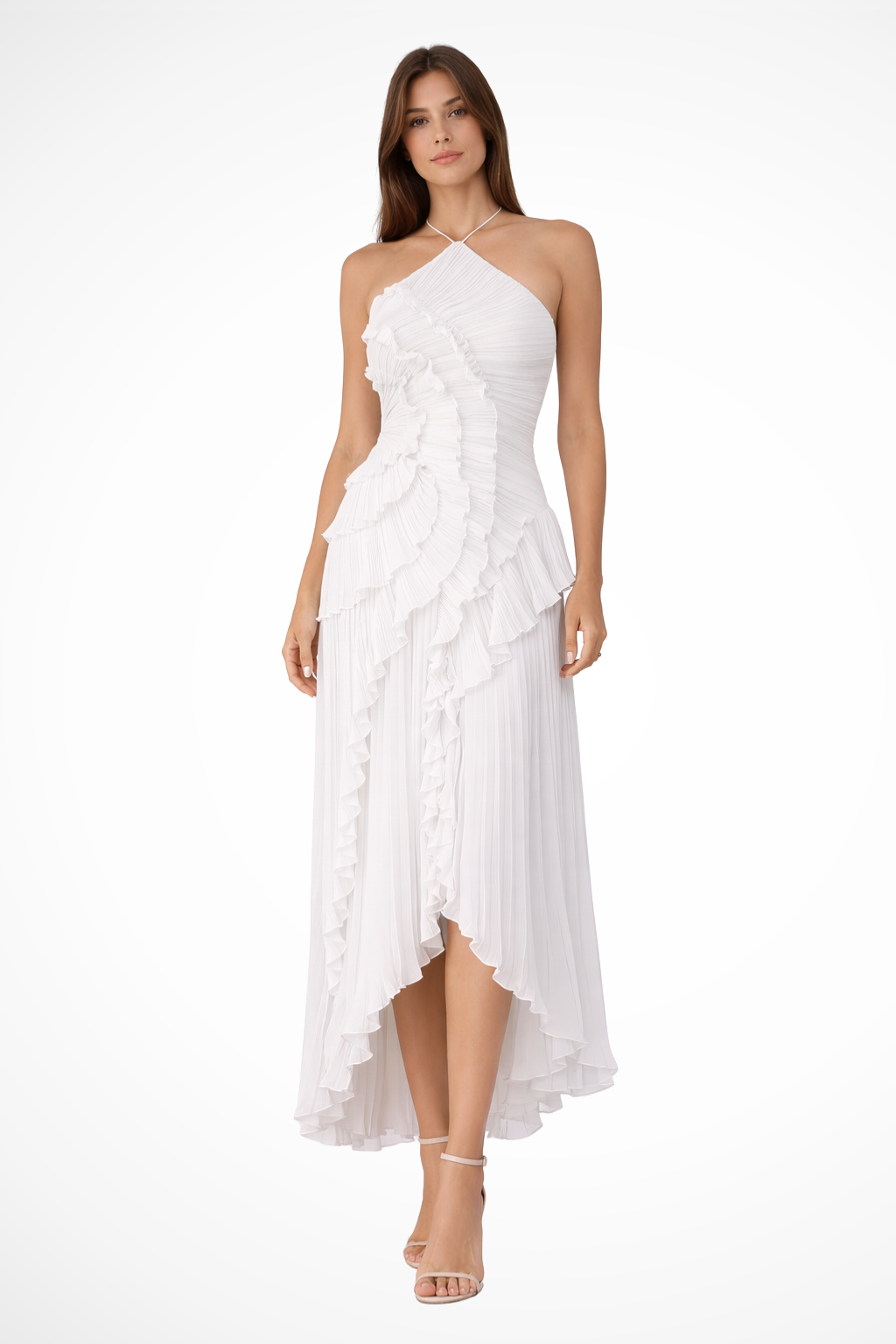 Amarande | Robe Longue Dos Nu Volants Col Halter