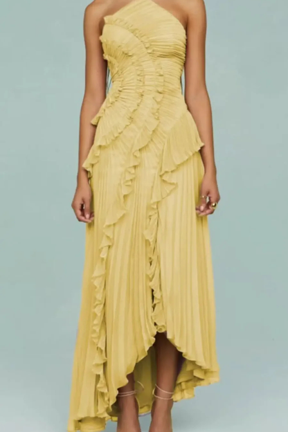 Amarande | Robe Longue Dos Nu Volants Col Halter