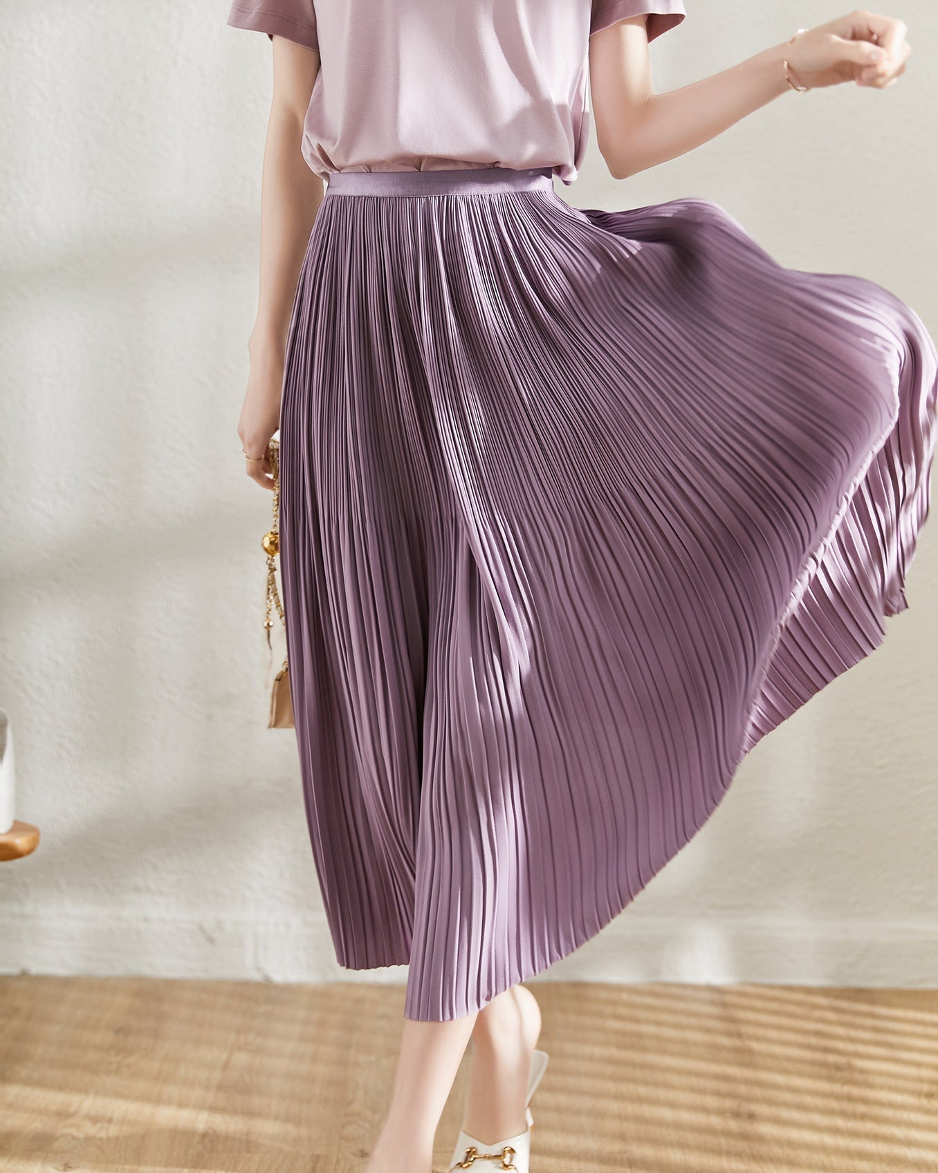 Charlotte | Jupe Plissée Midi à Taille Haute