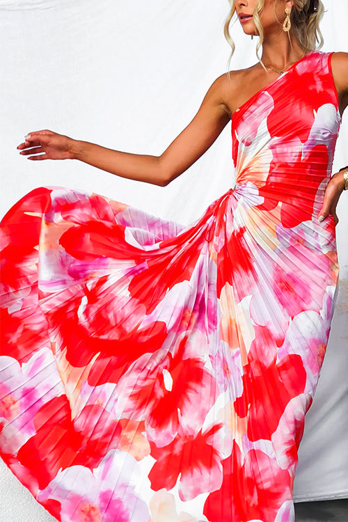 Eudoxie | Robe Longue Cérémonie Fleurie Plissée