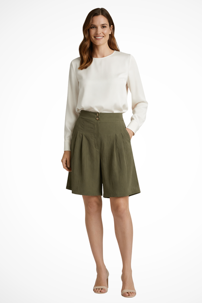 Célia | Bermuda Tailleur Taille Haute