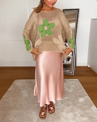 Bloom | Haut Crochet Floral Manches Longues
