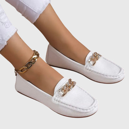 Méliane | Mocassins Élégants à Chaîne Dorée