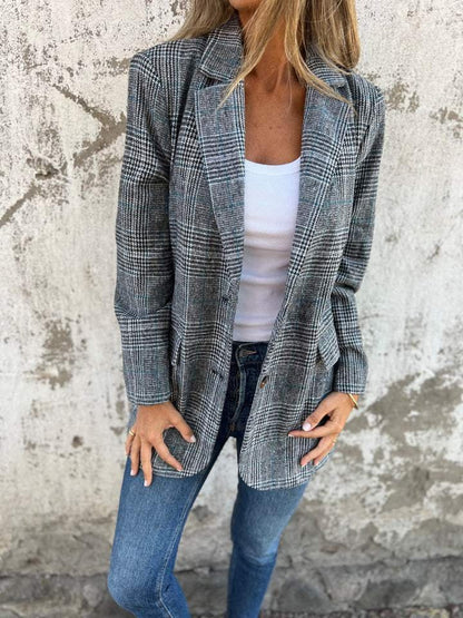 Estelane | Blazer à Carreaux Structuré