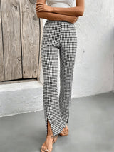 Sabeline | Pantalon Flare à Carreaux Pied-de-Poule