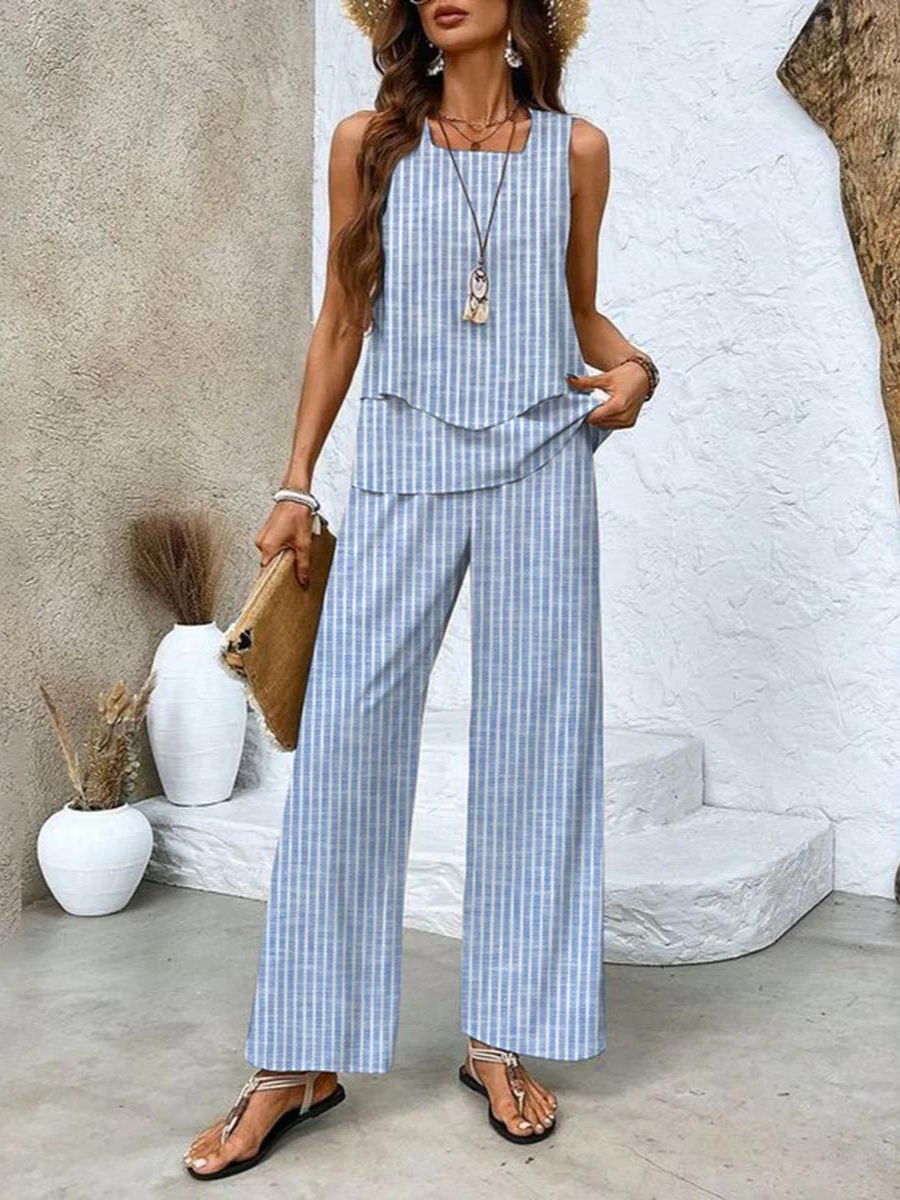 Abigail | Ensemble Deux Pièces Pantalon Large pour Été