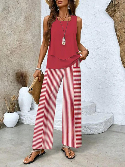 Abigail | Ensemble Deux Pièces Pantalon Large pour Été