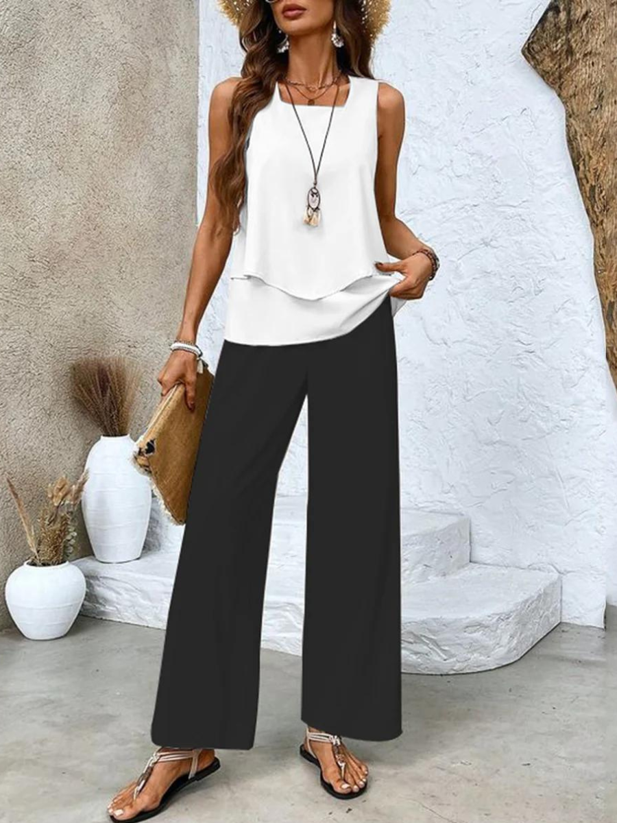 Abigail | Ensemble Deux Pièces Pantalon Large pour Été