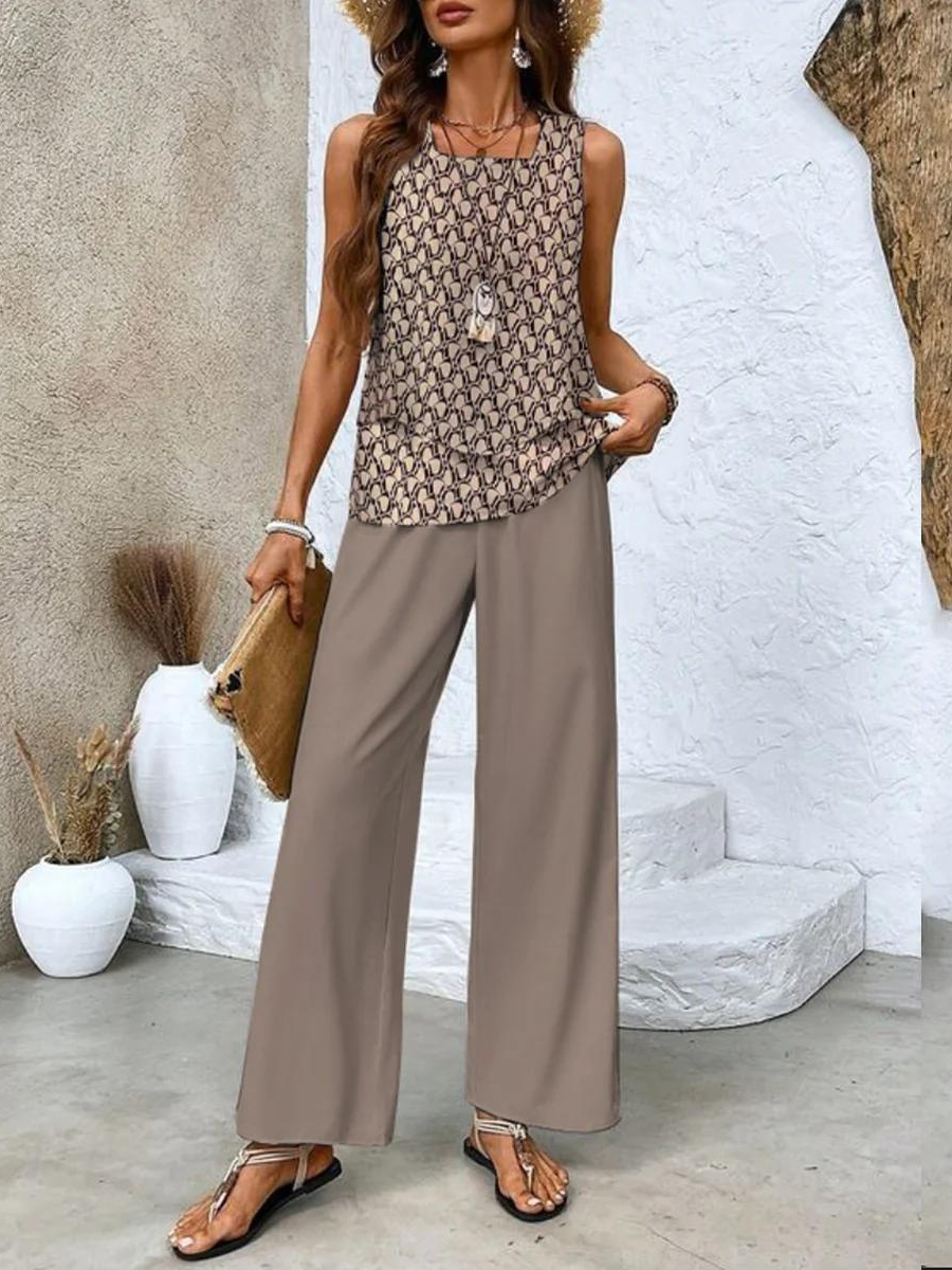 Abigail | Ensemble Deux Pièces Pantalon Large pour Été