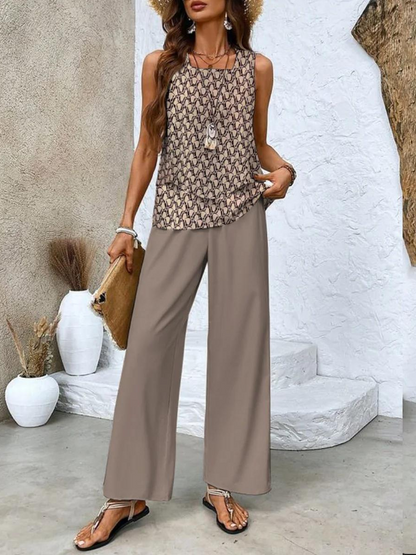 Abigail | Ensemble Deux Pièces Pantalon Large pour Été