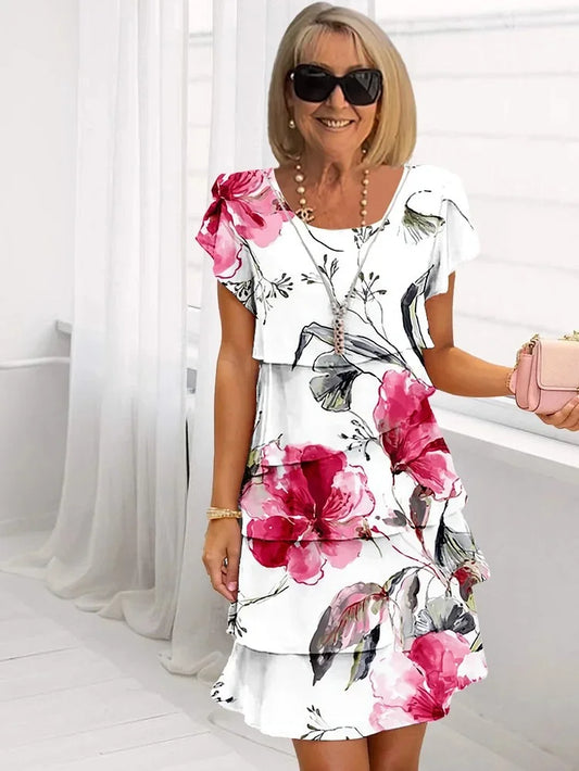 Flavie | Robe Courte Florale à Volants